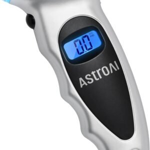 AstroAI Digital Tire Pressure Gauge 0-150PSI Calibrated to ANSI B40.7 +/-1PSI, Accurate in 0.1 Increments, 4 Pressure Measurements for Car Truck Bicycle with Backlight LCD, Silver