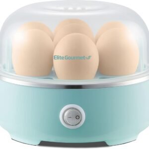 Elite Gourmet EGC115M Easy Egg Cooker Electric 7-Egg Capacity, Soft, Medium, Hard-Boiled Egg Cooker with Auto Shut-Off, Measuring Cup Included, BPA Free, Retro Mint