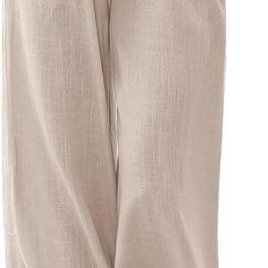 LILLUSORY Women’s Linen Summer Palazzo Pants Flowy Wide Leg Beach Pants with Pockets
