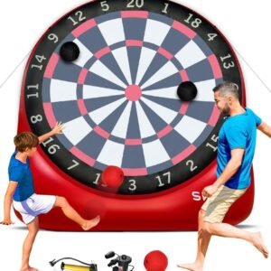 Swooc Games – Premium Inflatable Giant Kick Darts (15+ Ways to Play) – Jumbo Soccer Dartboard with Air Pump – Big Carnival Games – Giant Outdoor Games – Oversized Dart Board Yard & Lawn Game