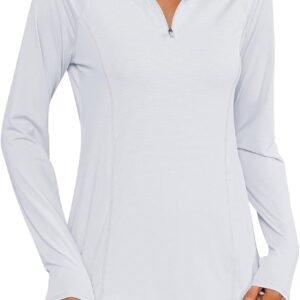 LOMON Women Long Sleeve Shirts Sun Protection 1/4 Zip Summer Quick Dry Hiking Shirts Quarter Zip Pullover for Women