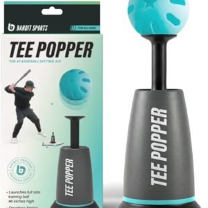 Bandit Sports Tee Popper, Durable Nylon Strength, Batting Tee for Perfect Swings, Baseball Training for Hitting Without a Pitcher 1 Popper Ball Included