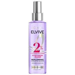 L’Oreal Paris Elvive Hyaluron Plump Moisture Plump Hair Serum for Dehydrated, Dry Hair with Hyaluronic Acid Care Complex, Paraben-Free, 4.4 Fl Oz