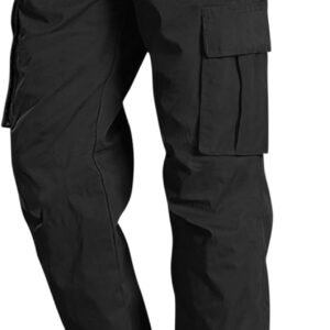 Men’s Cargo Pants Stretch Sweatpants Elastic Drawstring Casual Workout Joggers Hiking Tactical Pants with 6 Pockets