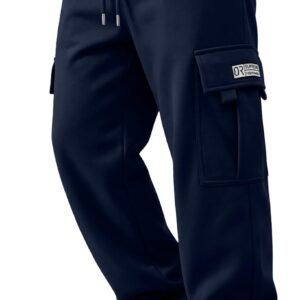 HUNGSON Mens Cargo Sweatpants Drawstring Casual Hiking Pants Joggers Athletic Trousers Cotton Loose Straight Pants for Men