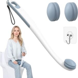 Toilet Aids for Wiping Bottom, 16.5″ Long Reach Comfort Wipe – Butt Wiper Tool with Replaceable Head & Wrist Strap – Bottom Buddy Wiping Aid for Elderly, Disabled, Overweight, Post-Surgery