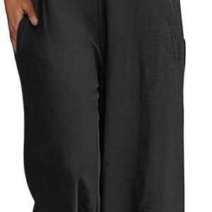 Lepunuo Womens Casual Loose Jumpsuits Summer Boho Wide Leg Rompers Sleeveless Overalls with Pockets