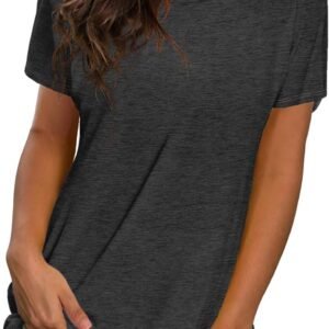 Saloogoe Womens Loose Fit Tshirts Short Sleeve Summer Tops Casual Workout Yoga Tunic T Shirts Tops