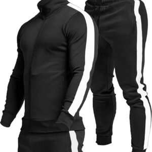TEZO Men’s Casual Active Tracksuits Full Zip Sports Jogging Suits Sets Athletic Running 2 Piece Sweatsuits with Zip Pockets