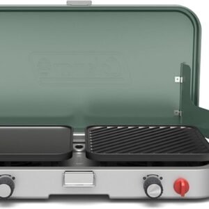 Coleman Cascade 3-in-1 Outdoor Camp Stove, Portable Cooktop with Included Cast-Iron Grill & Griddle Accessories, 24,000 BTUs of Power for Camping, Tailgating, Grilling