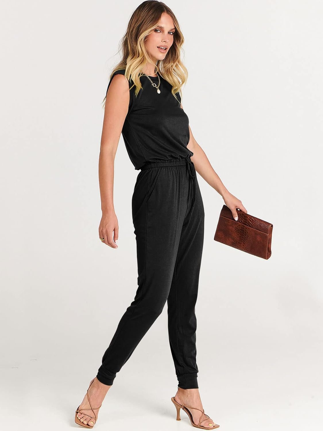 ANRABESS Womens Summer Sleeveless Jumpsuits Casual Dressy Stretchy Crewneck Rompers One Piece Outfits Fall Fashion 2026 - Image 4