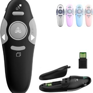 QUI Presentation Clicker Wireless Presenter Remote Clicker for PowerPoint Presentation Remote, PowerPoint Slide Advancer for Mac/Windows/Linux, Google Slide/PPT/Keynote, USB A, Black