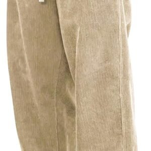Hidkat Mens Corduroy Casual Pants Fashion Loose Fit Wide Leg Pants Straight Sweatpants Elastic Waist Drawstring