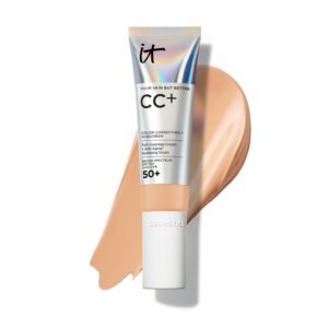 IT Cosmetics CC+ Cream – Natural Full Coverage Foundation With SPF 50+, Color Corrector & Anti-Aging Hydrating Serum, Hyaluronic Acid + Peptides, Lightweight Up To 24H Wear, All Skin Types