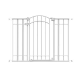 Ingenuity Decorative Extra Tall Baby Gate & Dog Gate, 28.5″-48″ Wide, 36″ Tall, Hardware or Pressure Mounted, Install on Top or Bottom of Stairs, Banister, or Doorway – White