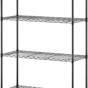 BestOffice | 4-Tier Wire Storage Shelves | 36x14x54 | Black | with Adjustable Racks | Heavy-Duty Metal Shelf, Holds Upto 1000 lbs | No-Tool Assembly | Ideal for Home & Garage Shelving