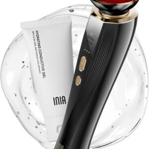 INIA 3-in-1 Red Light Therapy for Face and Neck Beauty Device for Puffiness & Skin Firming Skincare Tool (Black)