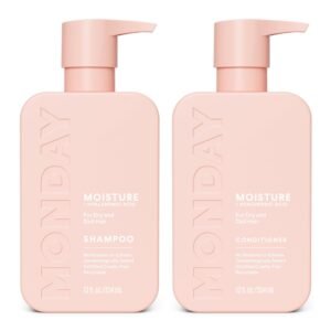 MONDAY HAIRCARE Moisture Shampoo + Conditioner Set for Dry, Coarse, Stressed, Frizzy Hair, Made with Coconut Oil, Rice Protein, Shea Butter and Vitamin E, All Natural, 12 fl oz (Pack of 2)