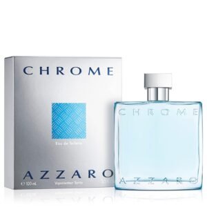 Azzaro Chrome Eau de Toilette – Fresh Aquatic Mens Cologne – Citrus, Woody, Musky Fragrance -Fresh Notes of Bergamot – Everyday Wear – Classic Summer Beach Scent – Luxury Perfumes for Men