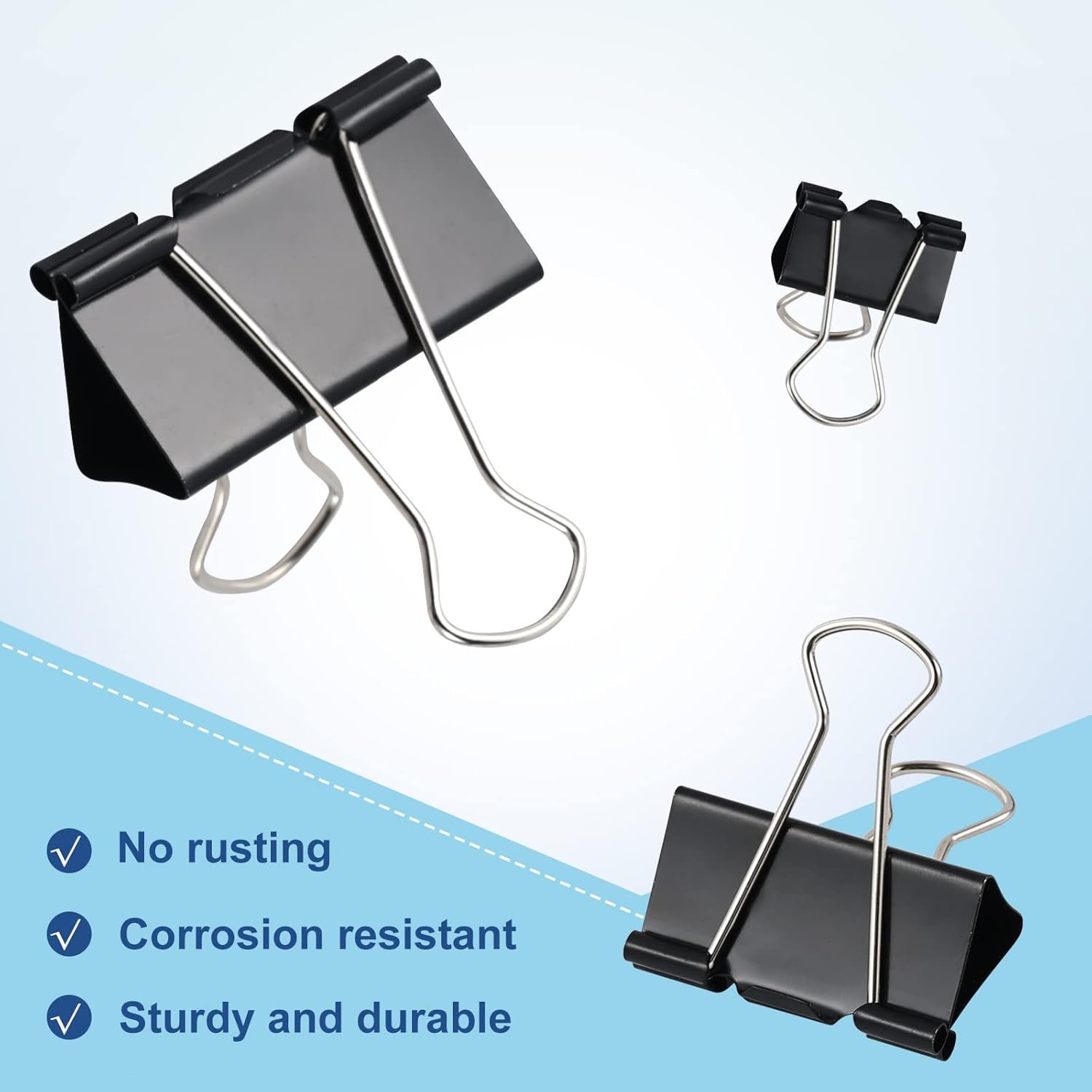 208 PCS Binder Clips Paper Clamps Assorted Sizes, Metal Paper Binder Clip, Black Binding Paperwork Clamp Bulk, School Teachers Office Supplies - Image 2