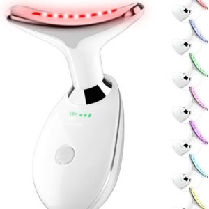 Red Light Therapy for Face, 7 Color LED Facial Light Therapy Wand for Skin Care at Home Blue Light Therapy Face Massager Tool for Neck (White)