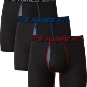 Hanes Men’s Underwear Boxer Briefs Pack, 3-Pack, Total Support Pouch, Sexy Men’s Underwear, Long or Short-Leg Boxer Briefs