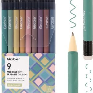 Grabie Erasable Gel Pens, Medium Point 0.7 mm Erasable Pens, Make Mistakes Disappear for Drawing Writing Planner, Pack of 9 Assorted Colors(Rustic Reverie)
