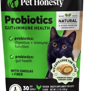 Cat Probiotics Gut + Immune Health Chews – Crunchy & Creamy Cat Treats for Digestive Health, Gut Flora & Constipation Relief – Supports Immunity, Regularity, & Healthy Digestion, 30-Day Supply Chicken