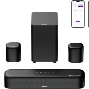 ULTIMEA 7.1ch Dolby Atmos Surround Sound System for TV, with 4 Surround Speakers, Surround Sound System Sound Bar with Subwoofer for Home Theater, App Control, HDMI eARC, Aura A60, 2026 Model