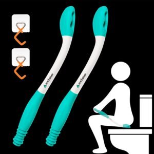 wefaner Toilet Aids Wiping Long Reach （2 Pack）Comfort Wipe Wand Bottom Buddy Toilet Self Tissue Aids for Toileting ,Help Wipe Butt for Overweight People，Limited Mobility,Elderly, Pregnancy,with hooks.
