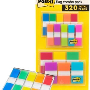 Post-it Flags Combo Pack, 4 On-The-Go Dispensers/Pack, 120 .94 in Wide and 200 .47 in Wide Flags, Assorted Colors (683-XL1)