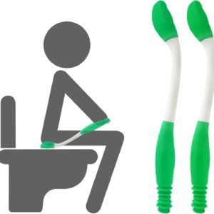Toilet Aids for Wiping, 2 Pack Long Reach Comfort Butt Wiper Tool (15.7″), Bottom Wiping Aid for Disabled, Elderly,Overweight, Pregnant & Limited Mobility, Reusable and Easy to Clean