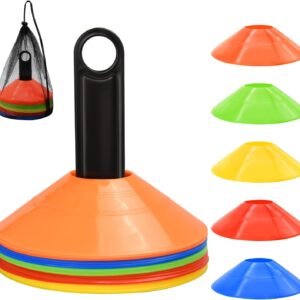 25/50/100pcs Disc Cones, Agility Soccer Cones with Carry Bag and Holder, Soccer Cones for Sports Training, Football, Soccer, Basketball, Coaching, Practice Equipment, 5 Color
