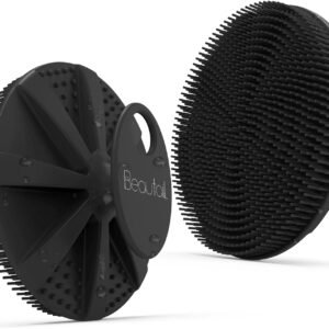 Silicone Body Scrubber, BEAUTAIL Shower Bath Scrubber, More Hygienic Than Traditional Loofah, Lather Nicely, Long Lasting, Gentle Exfoliating Brush for Women Men Baby Sensitive Skin, 1 Pack, Black