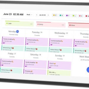 LOOFII 15.6 Inch Smart Digital Calendar – 1920×1080 Full HD Touchscreen Calendar & Family Planner with Chore Chart & Meal Planner, Wall-Mountable (Black White)