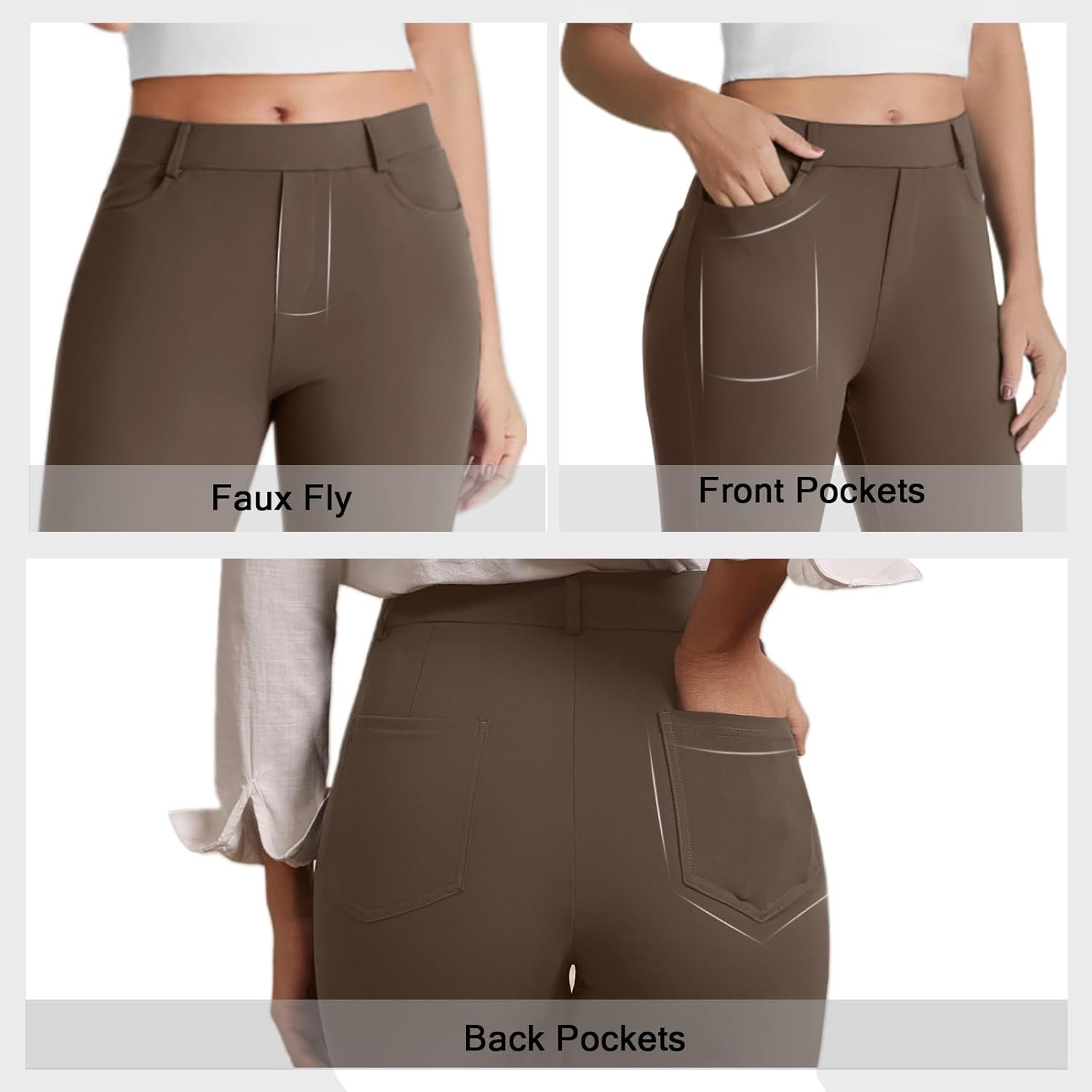 DLOODA Dress Work Pants Women Business Casual Slack Trousers Stretchy Pull On Office Flare Pants with Pockets - Image 4