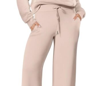 ANRABESS Women 2 Piece Outfits 2025 Fall Fashion Airport Wide Leg Pants Lounge Set Leisure Travel Vacation Clothes Sweatsuits