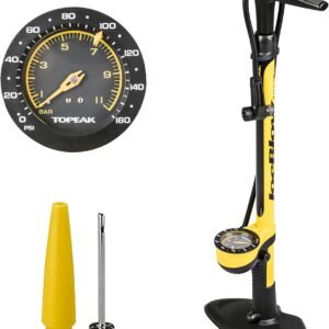 Topeak JoeBlow Sport III High-Pressure Bike Floor Pump – 160 PSI, Durable Steel Barrel, 3” Analog Gauge, TwinHead DX5 Pump Head, Long Hose, Ergonomic Handle, Fits Presta, Schrader, & Dunlop Valves