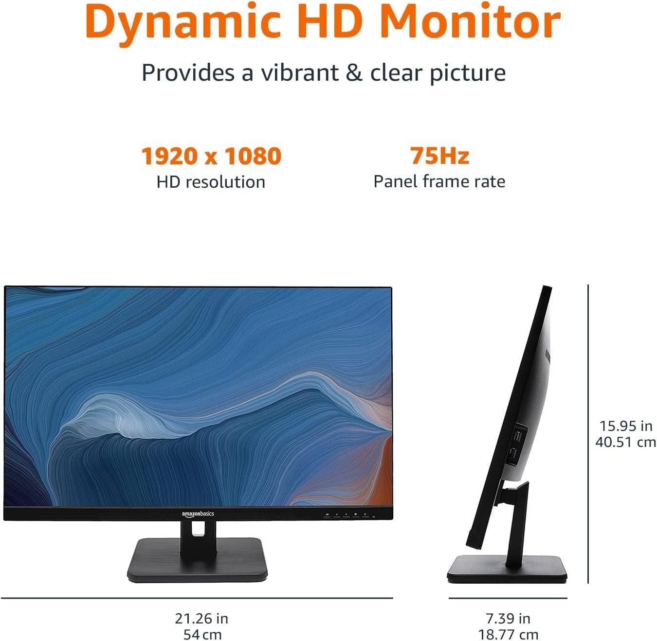 Amazon Basics 24-inch Full HD IPS Monitor, 75 Hz, 1080P, HDMI, Display Port and VGA Input, Adjustable Stand, VESA Compatible, Built-in Speakers for Office and Home, Black - Image 5