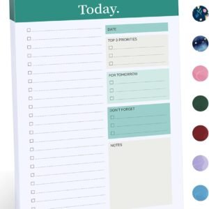 Taja To Do List Notepad – To Do List Notebook for Work with 52 Sheets, 9.8″ x 6.5″, Undated Daily Planner Perfect for Daily Tasks and Goal Setting, Notepad Suitable for Office, Home & School – Greenery Sway