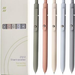 UIXJODO Gel Pens, 5 Pcs 0.5mm Black Ink Pens Fine Point Smooth Writing Pens, High-End Series Pens for Journaling Note Taking, Cute Office School Supplies Gifts for Women Men (Morandi)