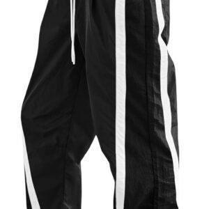 Workout Casual Womens Pants Wide Leg Baggy Elastic Waisted Stripes Track Pockets Y2K Trendy Activewear