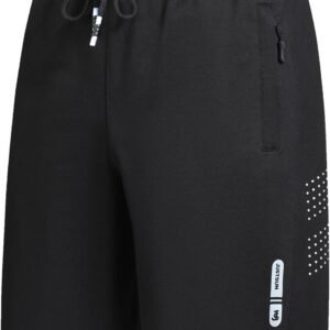 FizzPop Mens Shorts Casual Gym Athletic Workout Running Sweat Cotton Stretch Shorts with Zipper Pockets Basketball Tennis