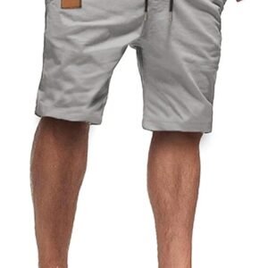 JMIERR Mens Casual Shorts – Cotton Drawstring Summer Beach Stretch Twill Chino Golf Shorts