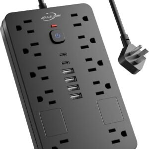 JouleLoom Surge Protector Power Strip,10 Outlets(1850W/15A) with 6 USB Ports (2 USB C), 6 Feet Extension Cord wall Mount Power Strip, ETL Listed for Home, Dorm Room