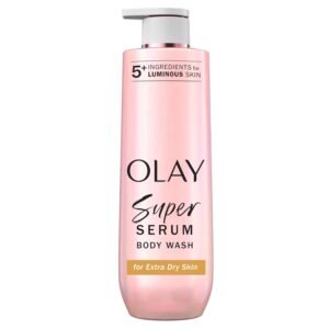 Olay Super Serum Body Wash for Extra Dry Skin, 24hr Long Lasting Hydration, 5+ Ingredient Complex for Bright Even Firm Luminous Skin, 20 fl oz