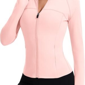 Rapbin Women’s Full Zip Workout jackets Runing Slim Fit Athletic Tops With Thumb Holes