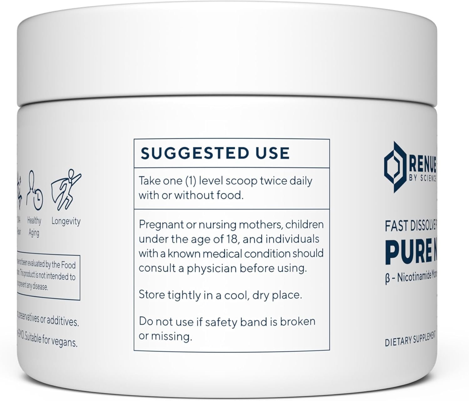 Renue By Science NMN Powder | 100g Fast Dissolve Powder Supplement | 500mg Nicotinamide Mononucleotide per Serving | Manufactured in the USA Third-Party Tested - Image 2