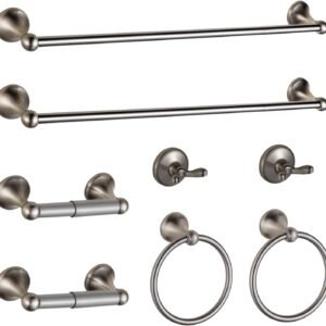 BGL Bathroom Hardware Set Brushed Nickel Adjustable Expandable Bath Towel Bars Bathroom Accessory Set Towel Racks 8-Pieces Wall Mount