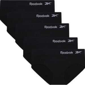 Reebok Hipster Panties for Women – 5 Pack Stretch Performance Seamless Underwear with Relaxed Tag-Free Waistband (S-XL)